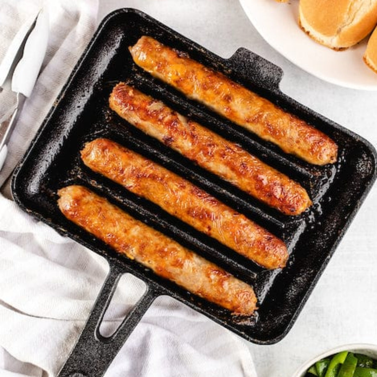 The Cast Iron Sausage Pan, oven, barbecue, sausage, ceramic